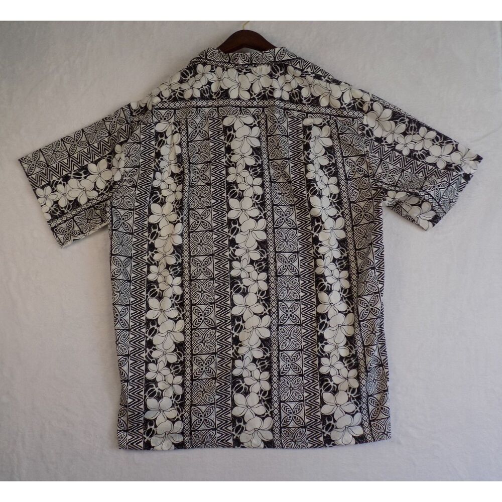 Vintage Aloha Shirt Floral Plumeria Melia Leaf Print Made‎ In Hawaii Cotton XXL